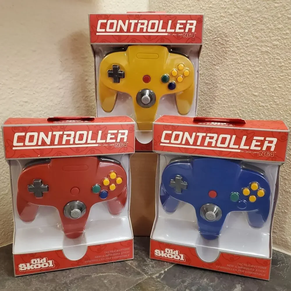 3 N64 Controllers - 3 Colors Bundle (NEW) - Red, Blue, Yellow - Nintendo64